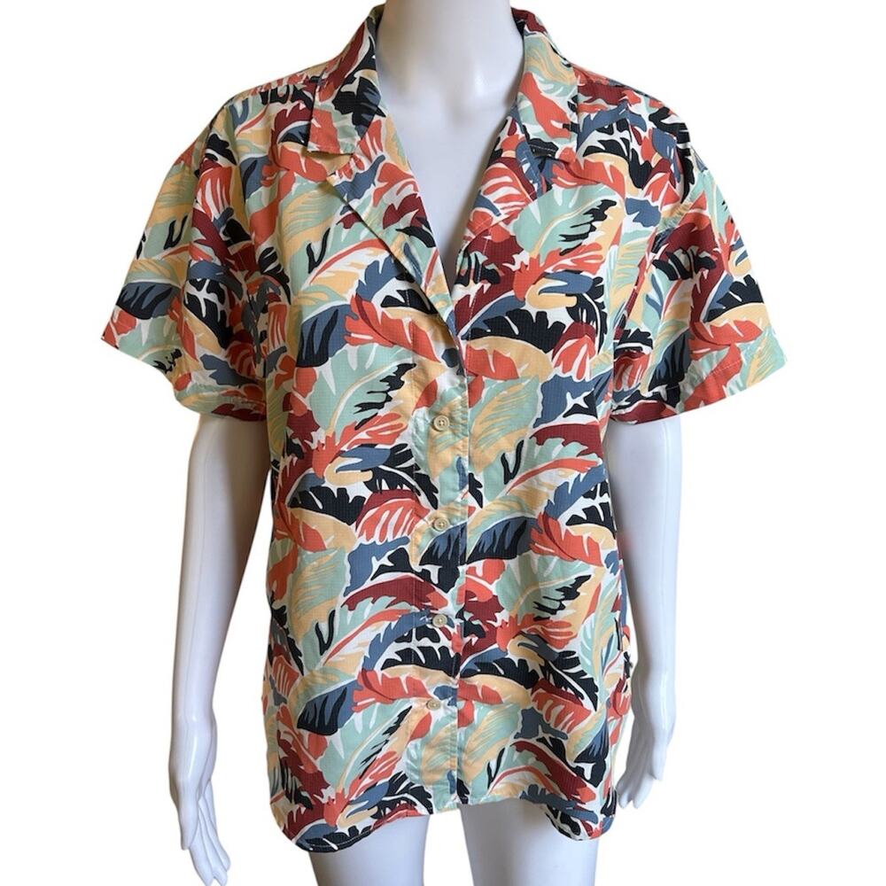 ExOfficio Insect Shield Travel Shirt Women L Tropical Floral Hiking Short Sleeve - Picture 12 of 12